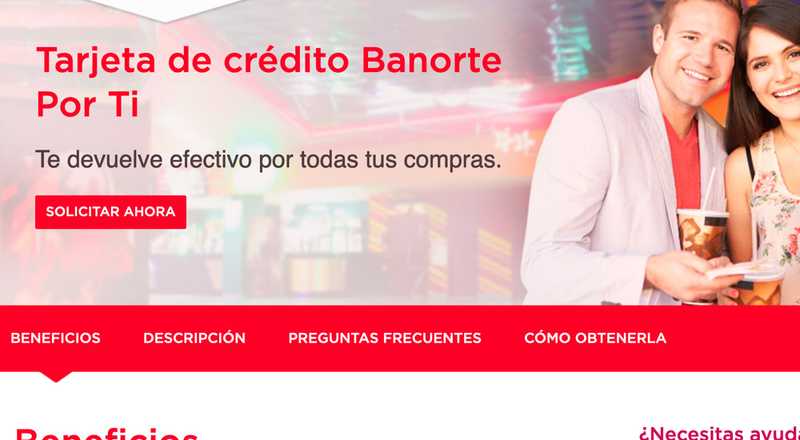 Tarjeta de crédito Por Ti de Banorte