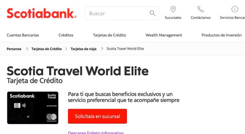 Tarjeta de crÃ©dito Travel World Elite de Scotiabank