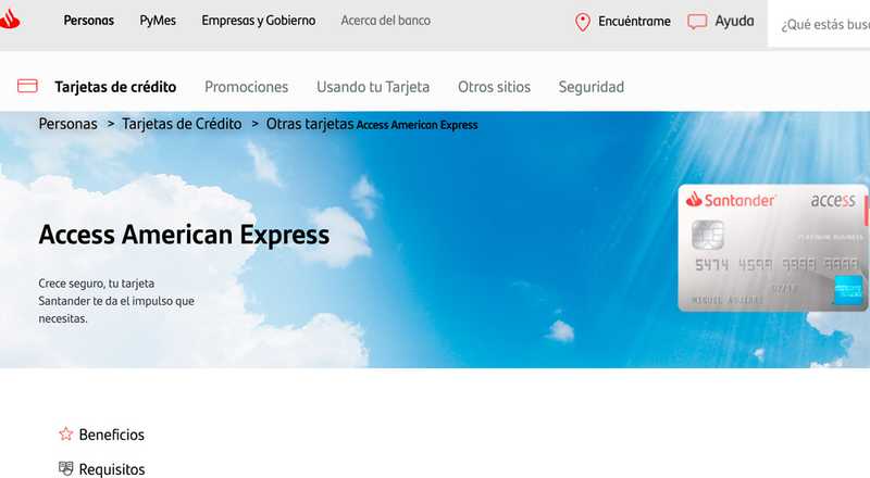Tarjeta de crédito Access American Express de Santander