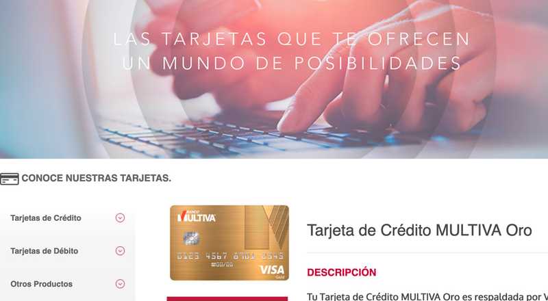 Tarjeta de crédito MULTIVA Oro de Invex