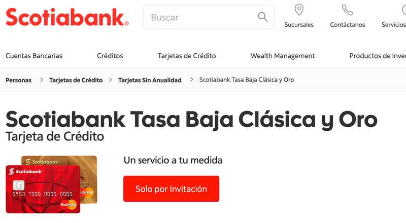 Tarjeta de crédito Tasa Baja Oro de Scotiabank