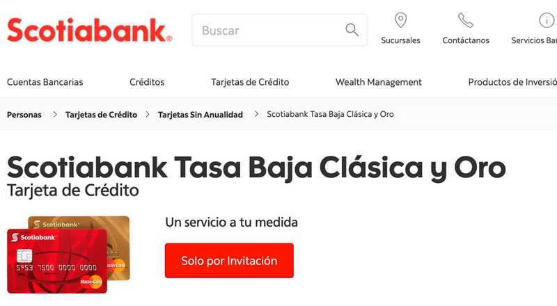 Tarjeta de crÃ©dito Tasa Baja ClÃ¡sica de Scotiabank