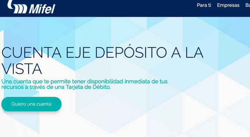 Tarjeta de débito Eje Depósito a la Vista de Banco Mifel