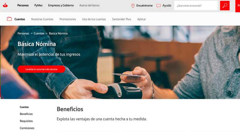 Tarjeta de débito Básica Nómina de Santander