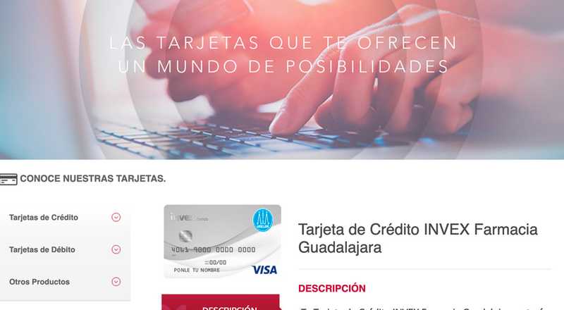 Tarjeta de crédito Farmacia Guadalajara de Invex