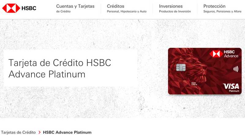 Tarjeta de crÃ©dito Advance Platinum de HSBC
