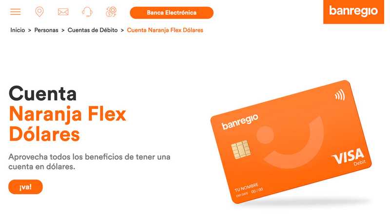 Cuenta Naranja Flex Dólares de Banregio