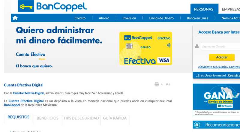 Tarjeta de débito Efectiva Digital de Bancoppel