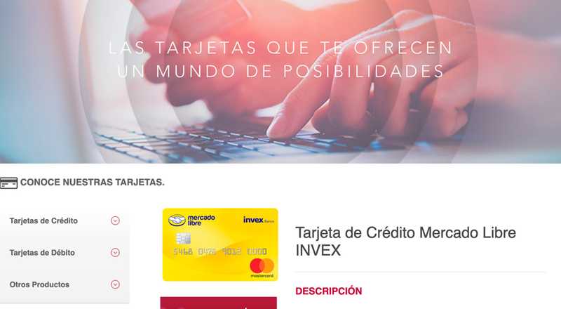 Tarjeta de crédito Mercado Libre de Invex