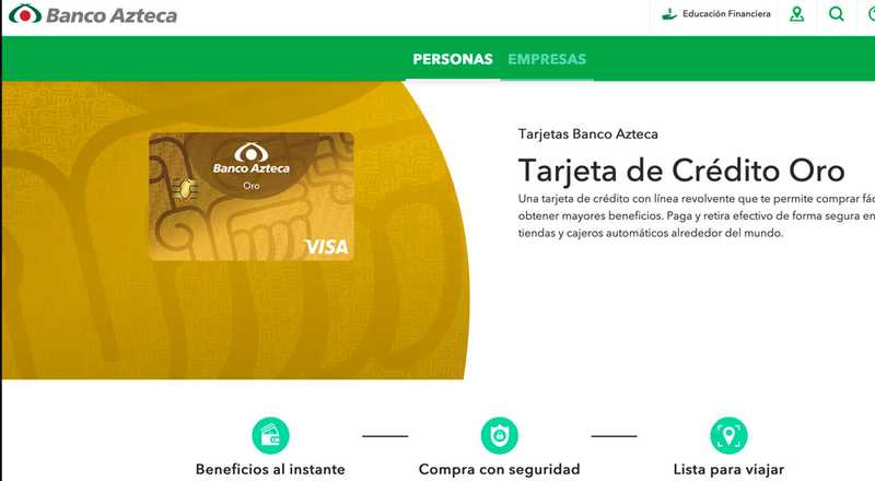 Tarjeta de crÃ©dito Oro de Banco Azteca