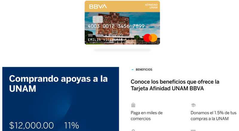 Tarjeta de crédito Afinidad UNAM de BBVA