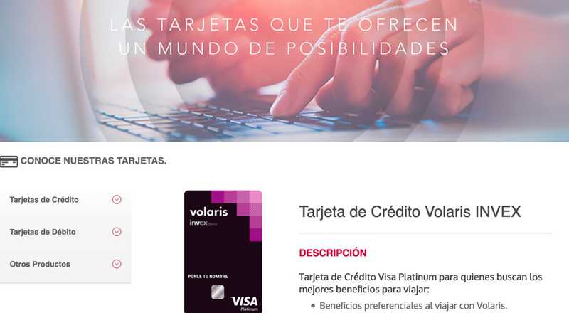 Tarjeta de crédito Volaris de Invex