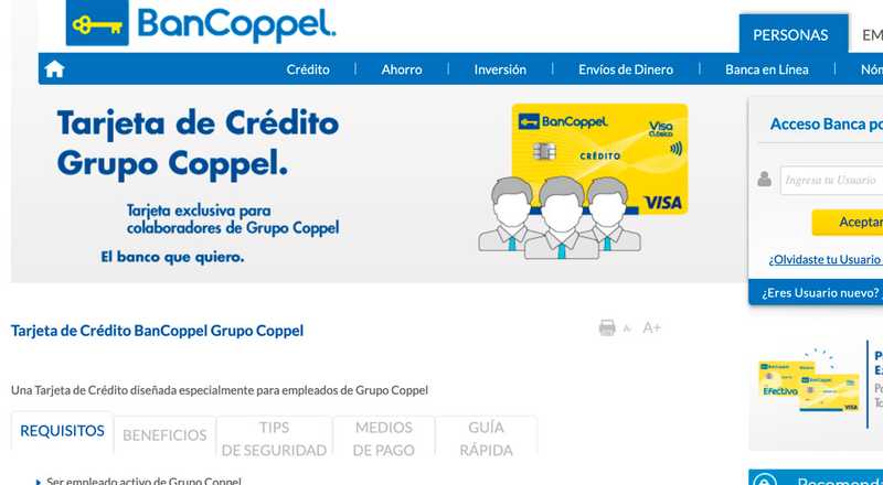 Tarjeta de crédito Grupo Coppel de Bancoppel