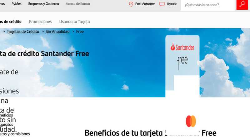 Tarjeta de crÃ©dito Free de Santander