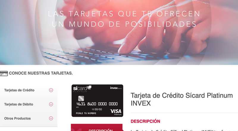 Tarjeta de crédito Sícard Platinum de Invex