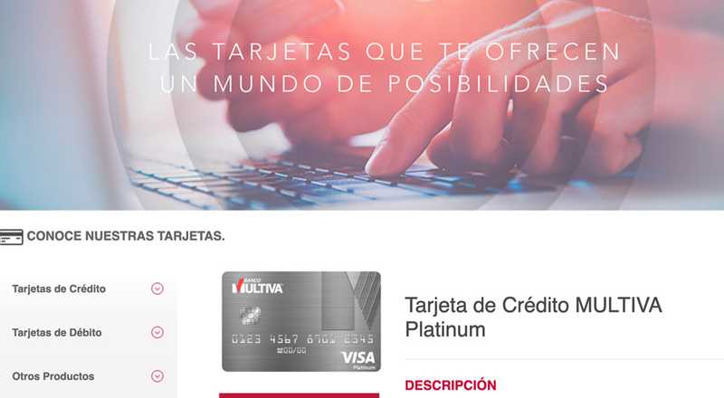 Tarjeta de crédito MULTIVA Platinum de Invex