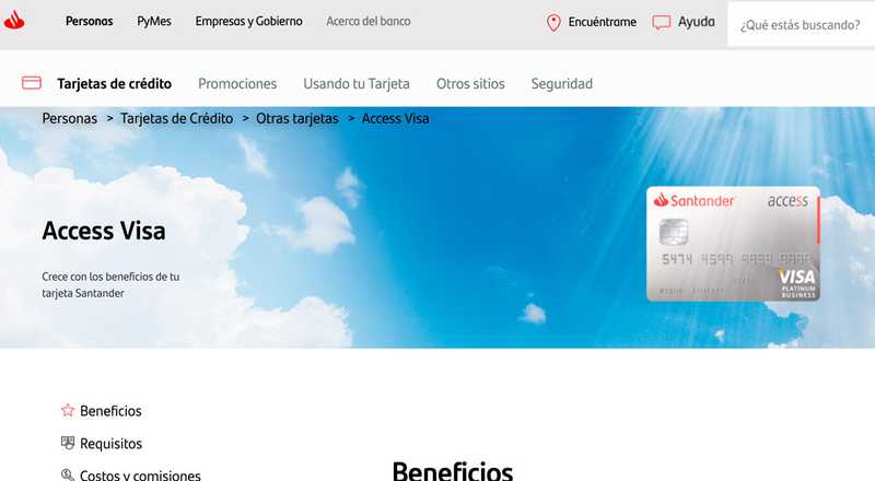 Tarjeta de crÃ©dito Access Visa de Santander