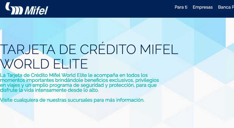 Tarjeta de crédito World Elite de Banco Mifel