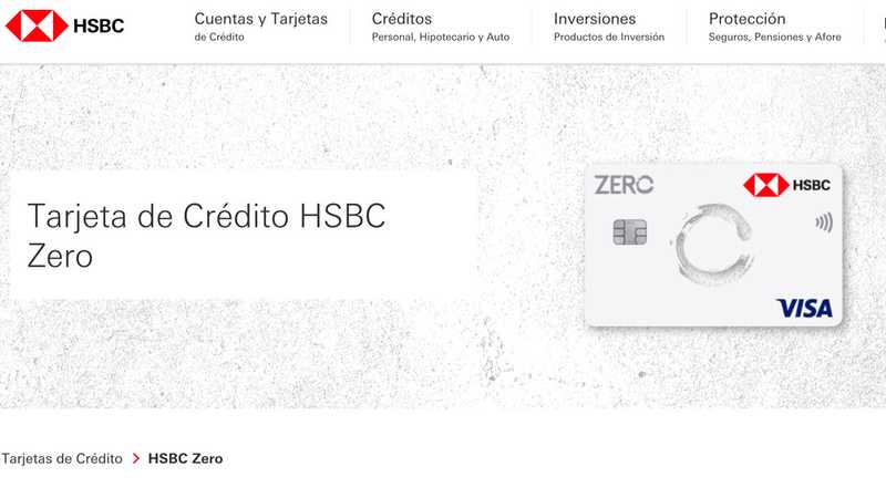 Tarjeta de crÃ©dito Zero de HSBC