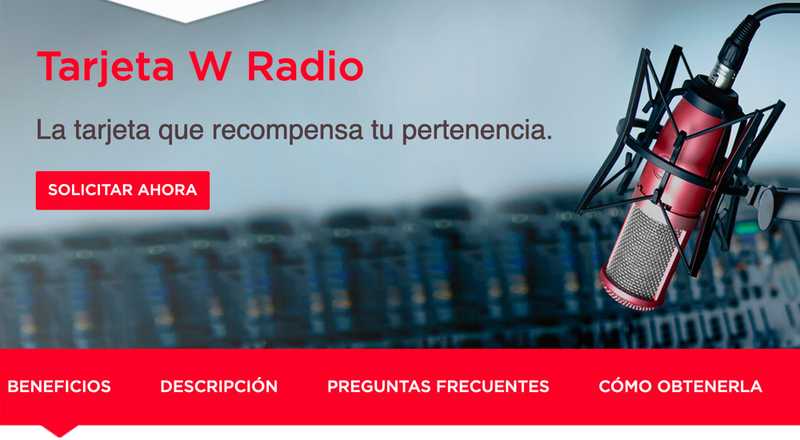 Tarjeta de crédito W Radio de Banorte