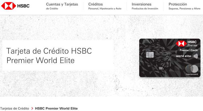 Tarjeta de crÃ©dito Premier World Elite de HSBC