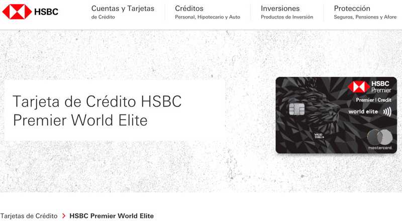 Tarjeta de crédito Premier World Elite de HSBC