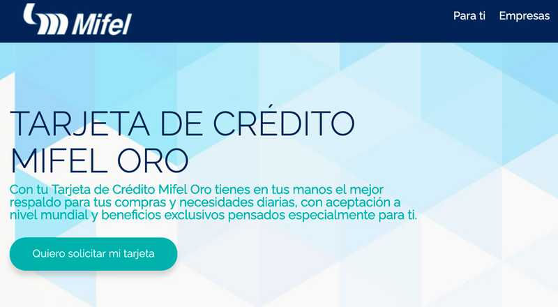 Tarjeta de crédito Oro de Banco Mifel