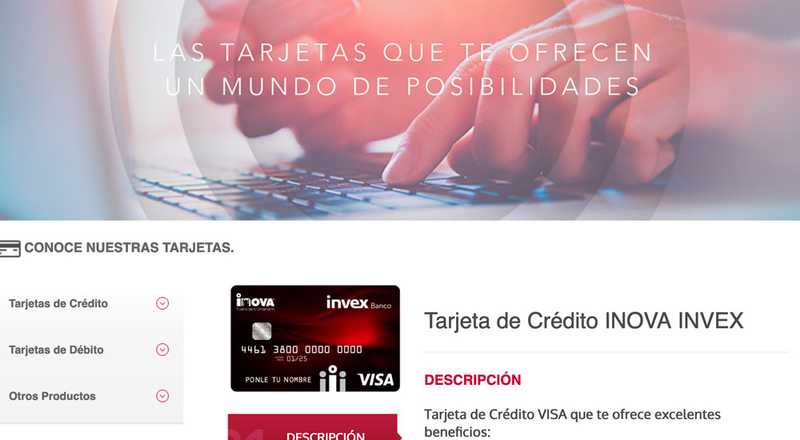 Tarjeta de crédito INOVA de Invex