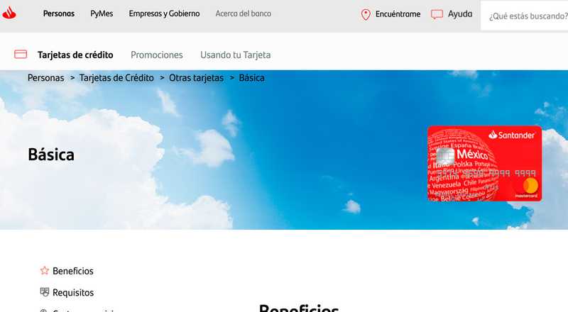 Tarjeta de débito Básica de Santander