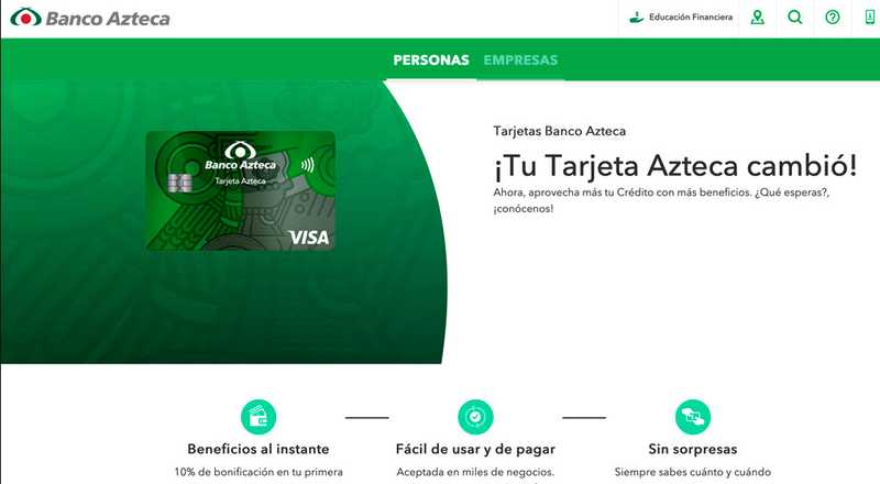 Tarjeta de crÃ©dito Azteca de Banco Azteca