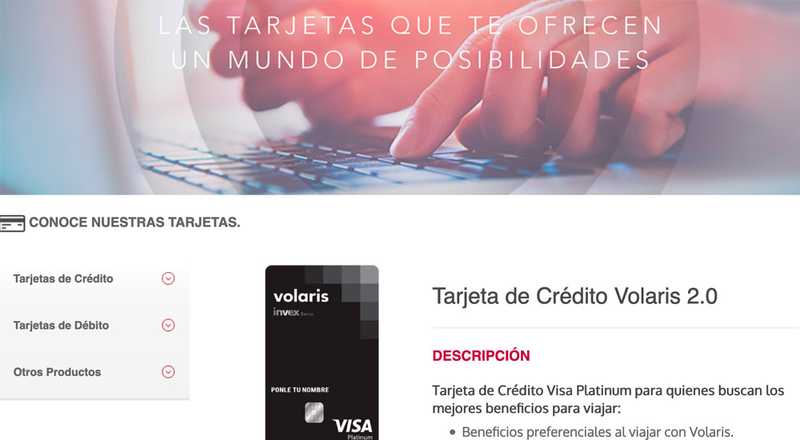 Tarjeta de crédito Volaris 2.0 de Invex