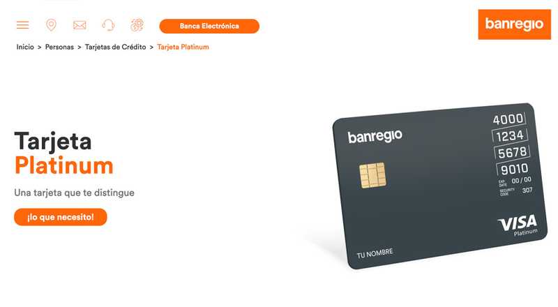 Tarjeta de crédito Platinum de Banregio