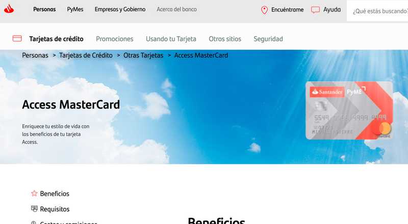 Tarjeta de crédito Access Mastercard de Santander